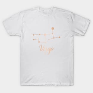 Virgo Zodiac Constellation in Rose Gold T-Shirt